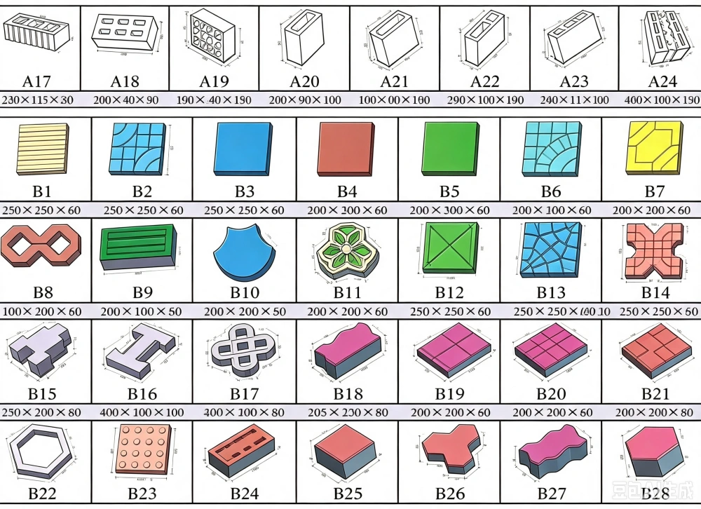 Types of Blocks Produced by QT8-15 Machine